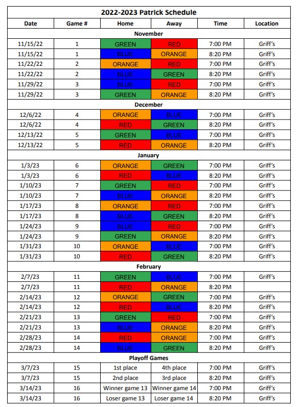 patrick div game schedule