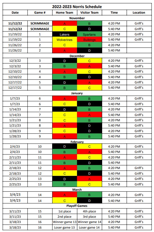 newest norris schedule