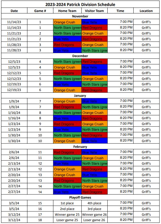 Patrick Schedule