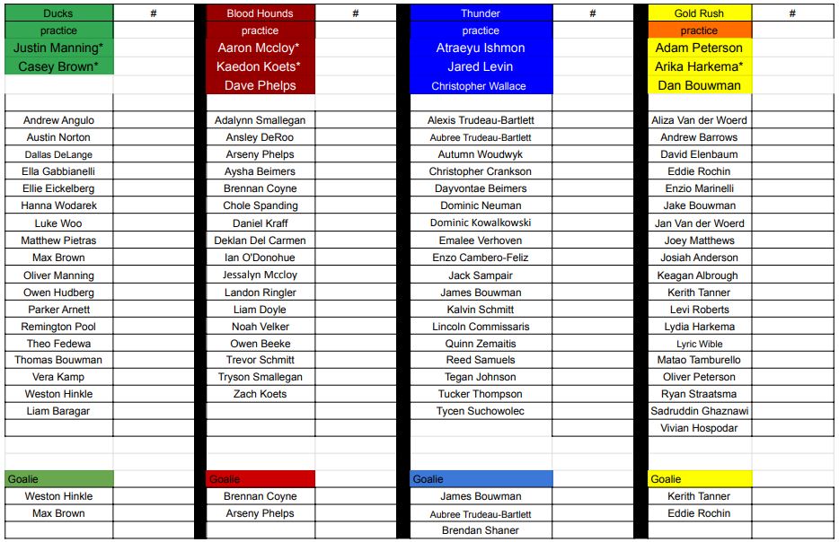 adams rosters