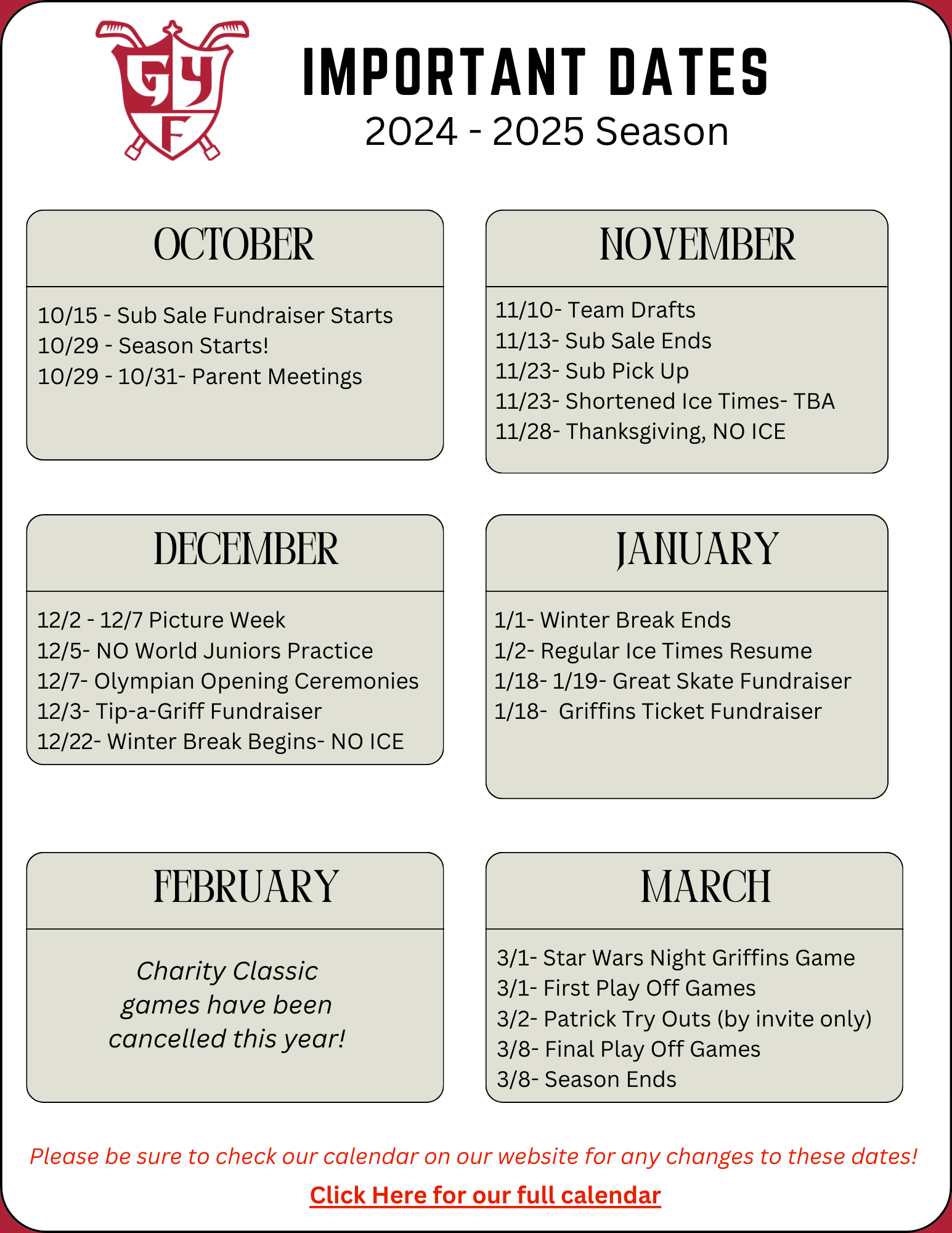 Important Dates