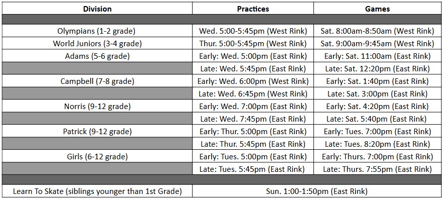 WEEKLY SCHEDULES